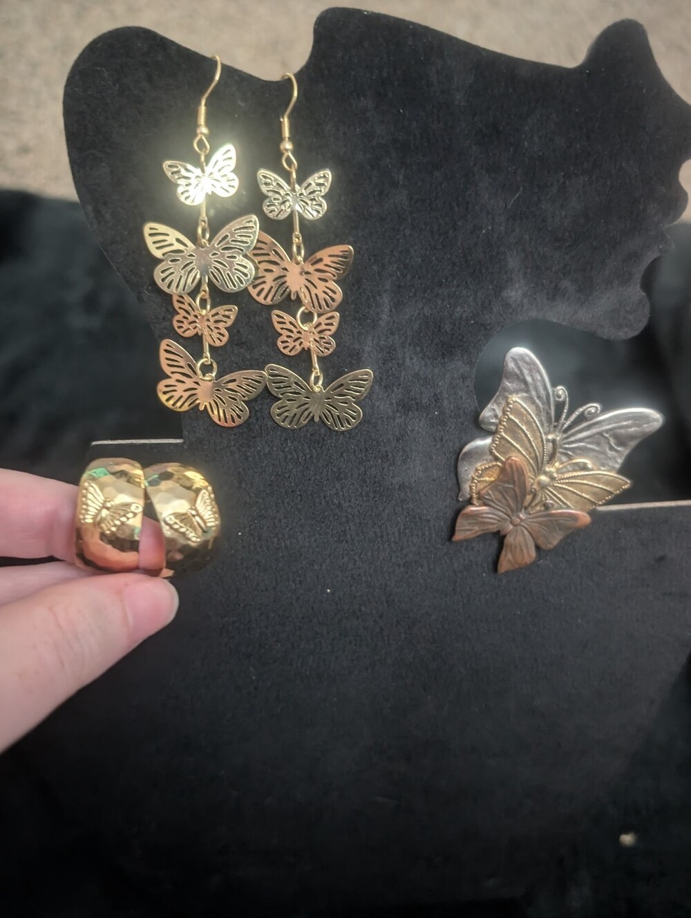 3/$15 Butterfly Earrings And Brooch Lot
